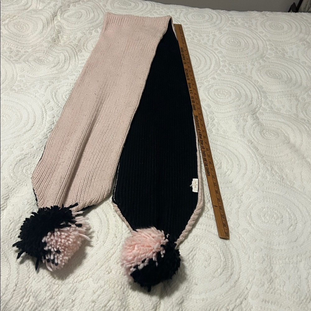 Kate Spade huge scarf pompom  in Black and Pink 80"x9" used